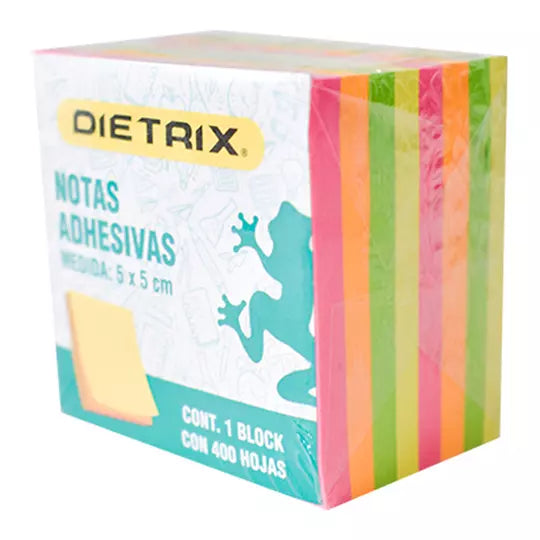 Notas adhesivas Dietrix colores neón de5 x 5 cm con 400 hojas