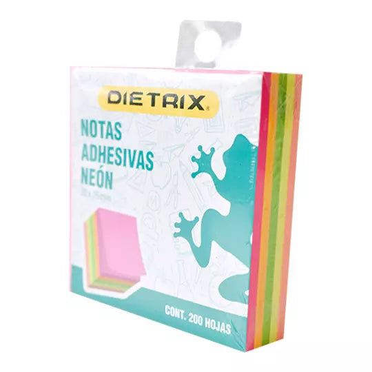 Notas adhesivas Dietrix colores neón 7.5x 7.5 cm con 200 hojas