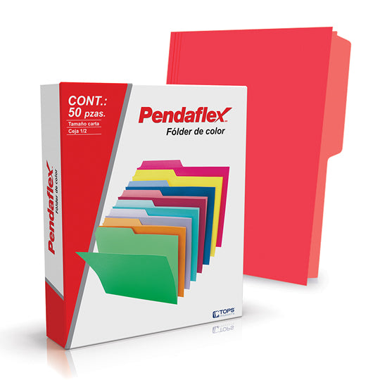Folder PENDAFLEX broche de 8cm color rojo tamaño carta - caja con 50 piezas