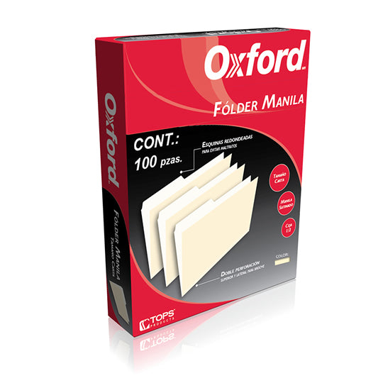 Folder manila 1/2 ceja OXFORD broche de 8cm color crema tamaño carta