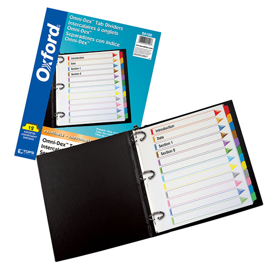 Separadores Oxford Tamaño Carta, con Cejas de colores - 12 Divisiones