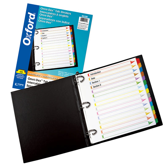 Separadores Oxford Tamaño Carta, con Cejas de colores - 15 Divisiones