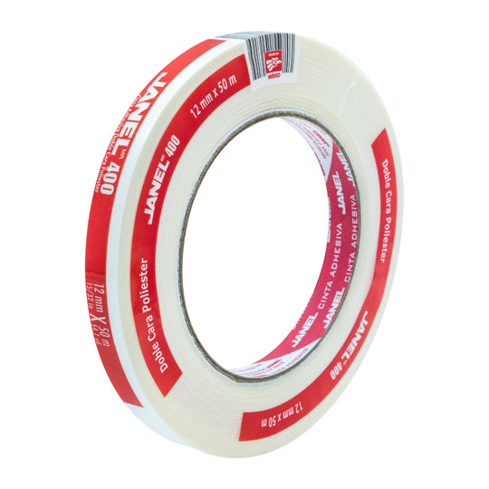 Cinta Adhesiva Doble Cara Janel Blanca de 12mm x 50m - 1 pieza