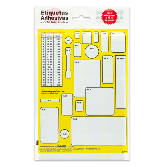 Etiqueta Adhesiva Janel Blanca No.23 de 19 x 38mm - Paquete con 630 Etiquetas
