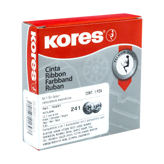 Cinta KORES para calculadora modelo 241, Bicolor negro-rojo
