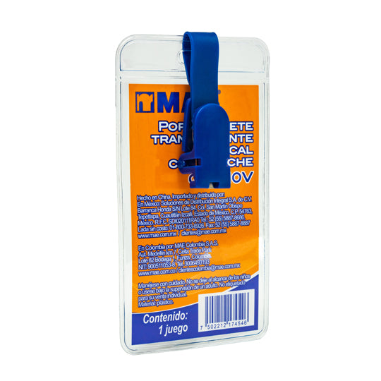 Gafete Vertical MAE Transparente - 1 pieza