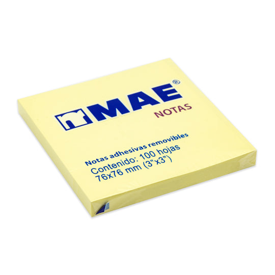 Block de Notas Adhesivas MAE, Amarillo - Block con 100 Notas