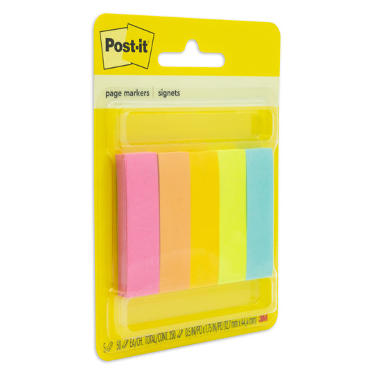 Banderitas Adhesivas Post-it, Surtido Neón - Estuche con 5 Blokcs