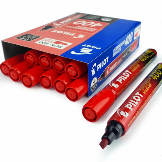Marcador permanente 400 PILOT punta cincel color rojo