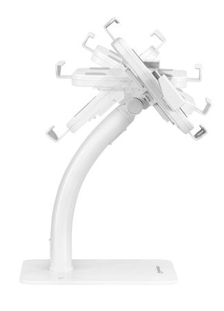 Soporte para tableta de escritorio 7.9 a 11" Manhattan, Soporta 1kg, De escritorio, Acero, Plástico, Blanco, Rotación 360°, Antirrobo