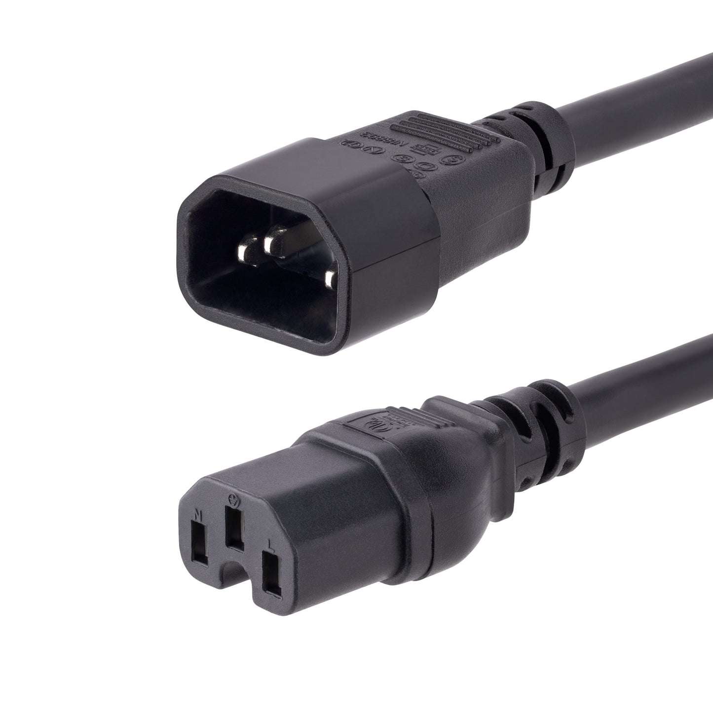StarTech Cable de 3m de Extensión de Corriente, Cable C14 a C15, 15A 125V, 14AWG, Cable de Alimentación de Servicio Pesado, Para Computadora de Escritorio