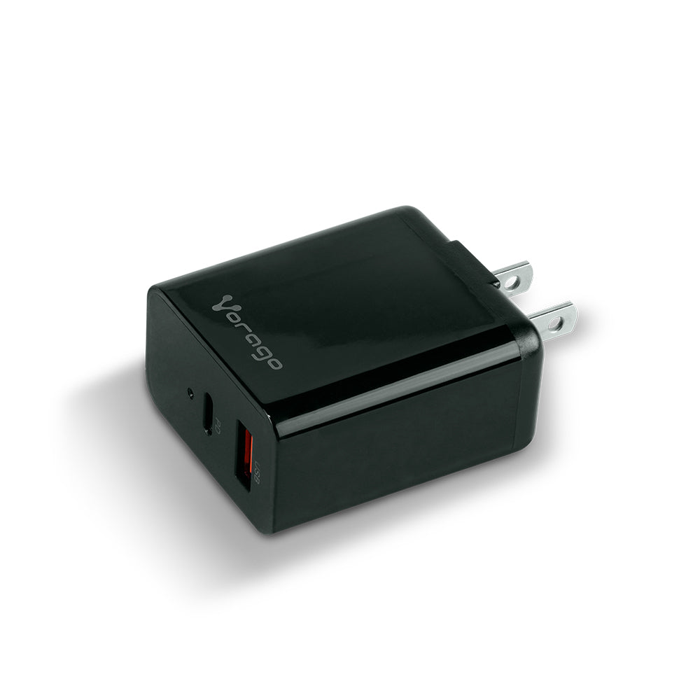 Cargador de Pared Vorago AU-350, 20W, 1x USB-A/1x USB-C, Negro