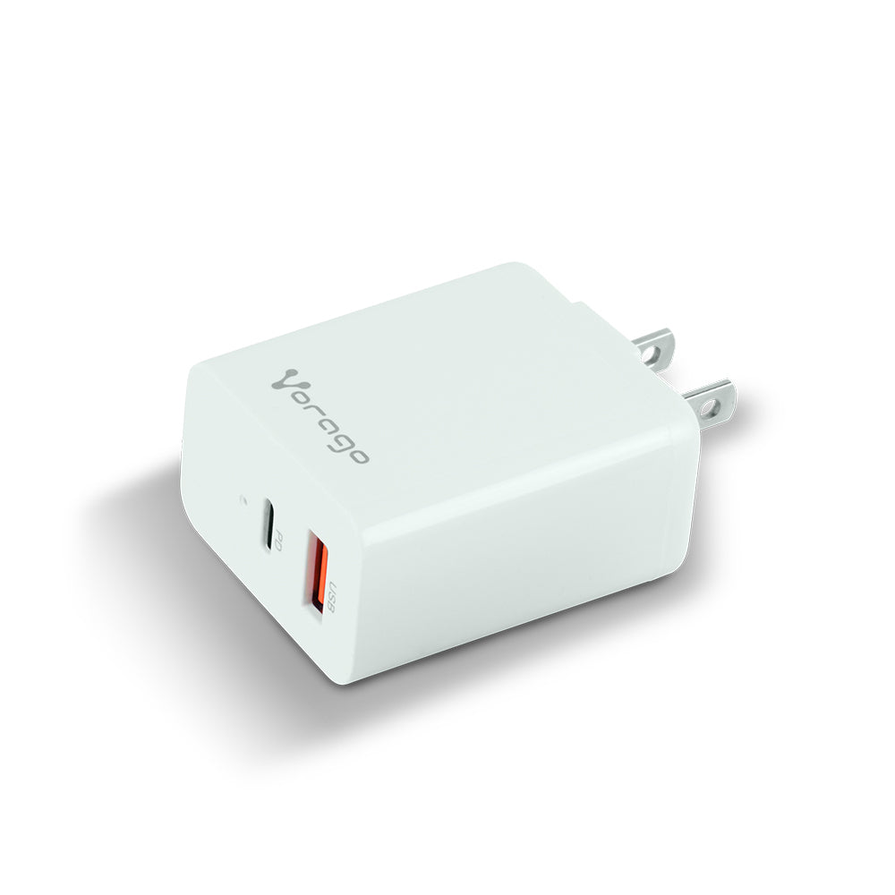 Cargador de Pared AU-350, 20W, 1x USB-A/1x USB-C, Blanco