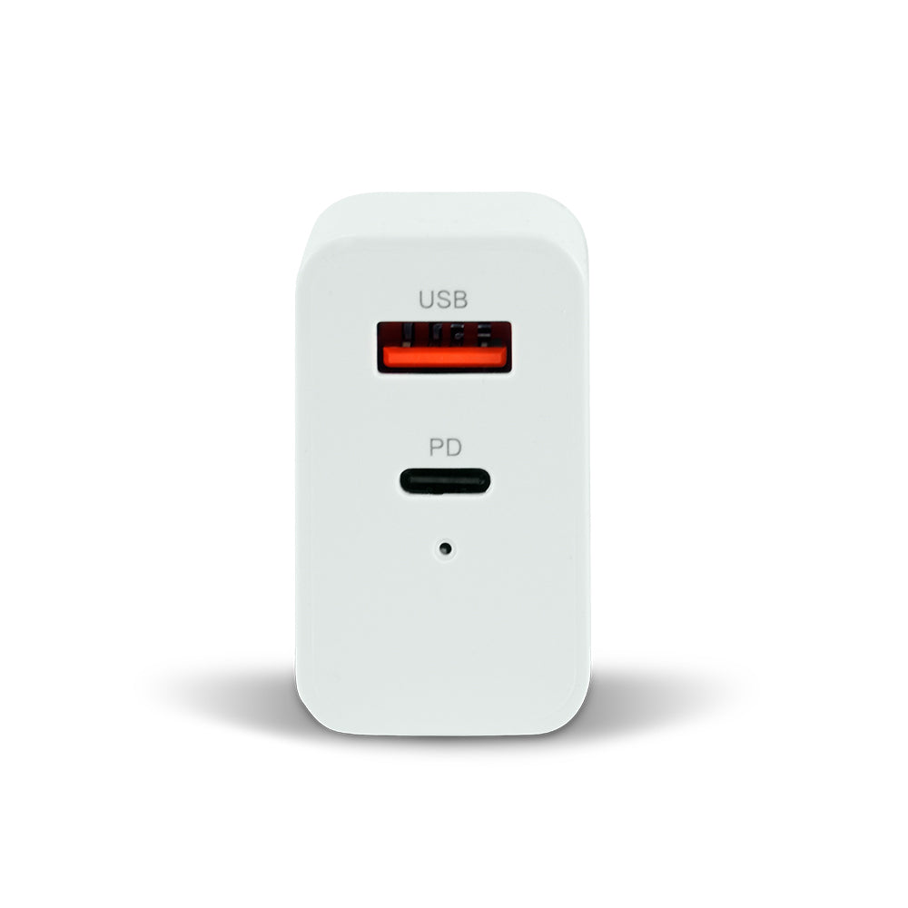 Cargador de Pared AU-350, 20W, 1x USB-A/1x USB-C, Blanco