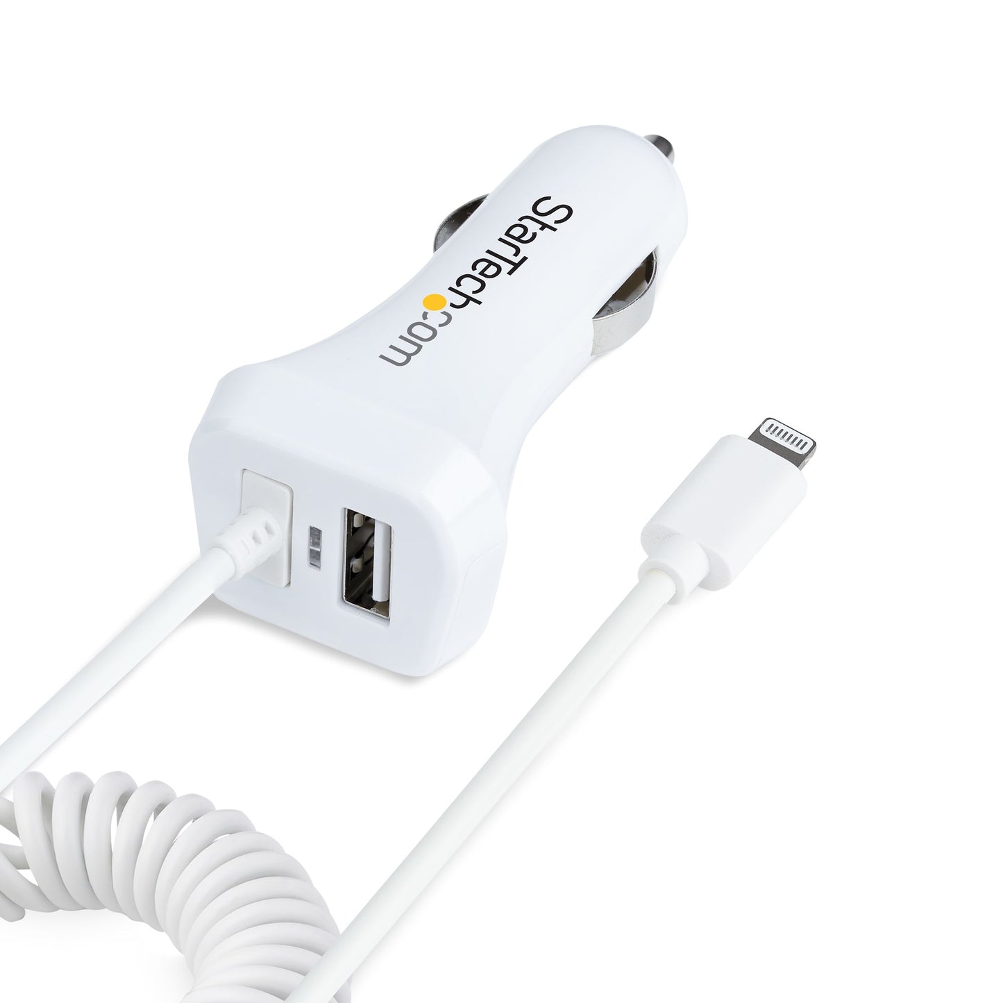 STARTECH CONSIG CABLE DE 1M CARGADOR DE COCHE PWR LIGHTNING BLANCO EN ESPIRAL CABLE DE 1M CARGADOR DE COCHE LIGHTNING BLANCO EN ESPIRAL