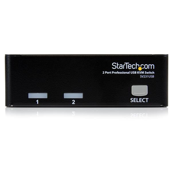 StarTech Juego Conmutador KVM de 2 Puertos VGA con Cables, Kit Switch KVM Profesional HD15, 2 Computadores