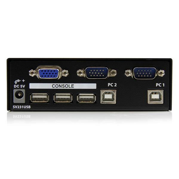 StarTech Juego Conmutador KVM de 2 Puertos VGA con Cables, Kit Switch KVM Profesional HD15, 2 Computadores