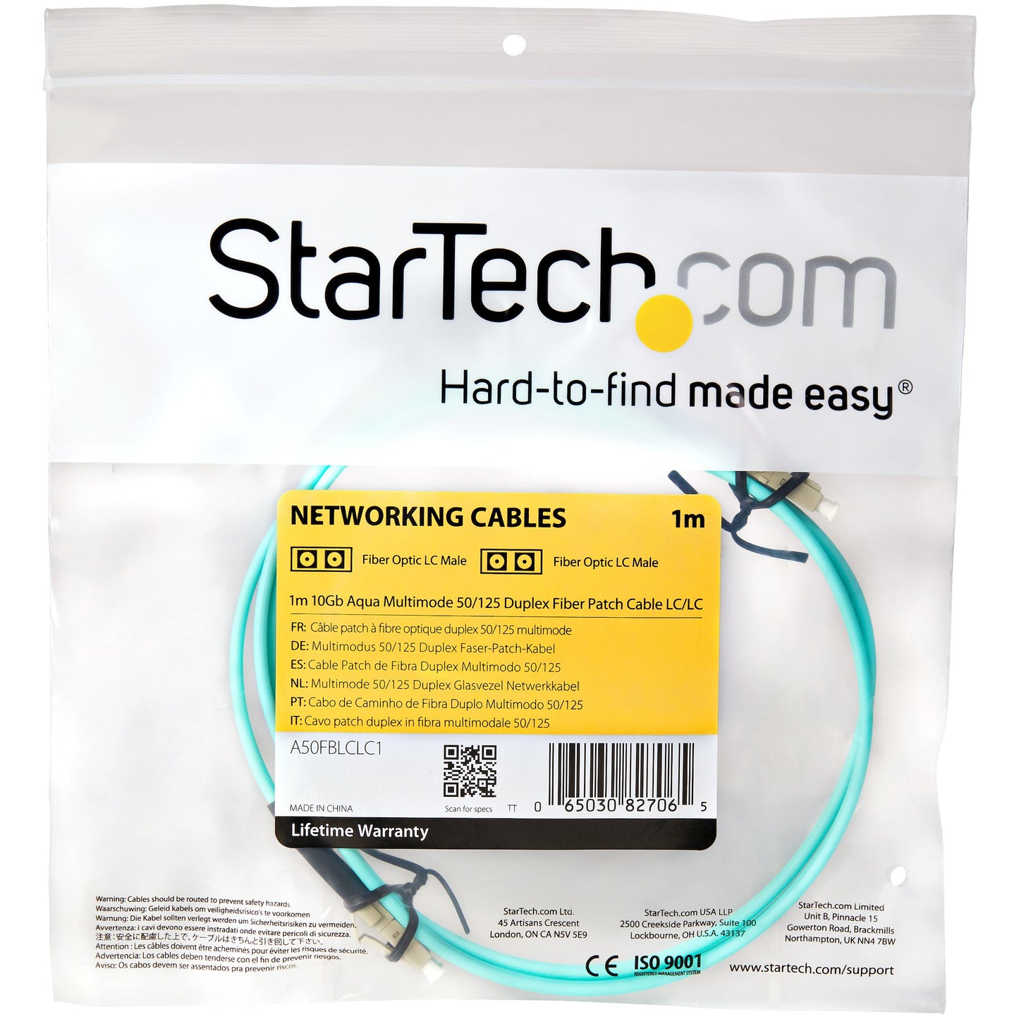 STARTECH CONSIG CABLE FIBRA PATCH 10GB LC A LC CABL MULTIMOD 50/125 DUPLEX 1M AQUA