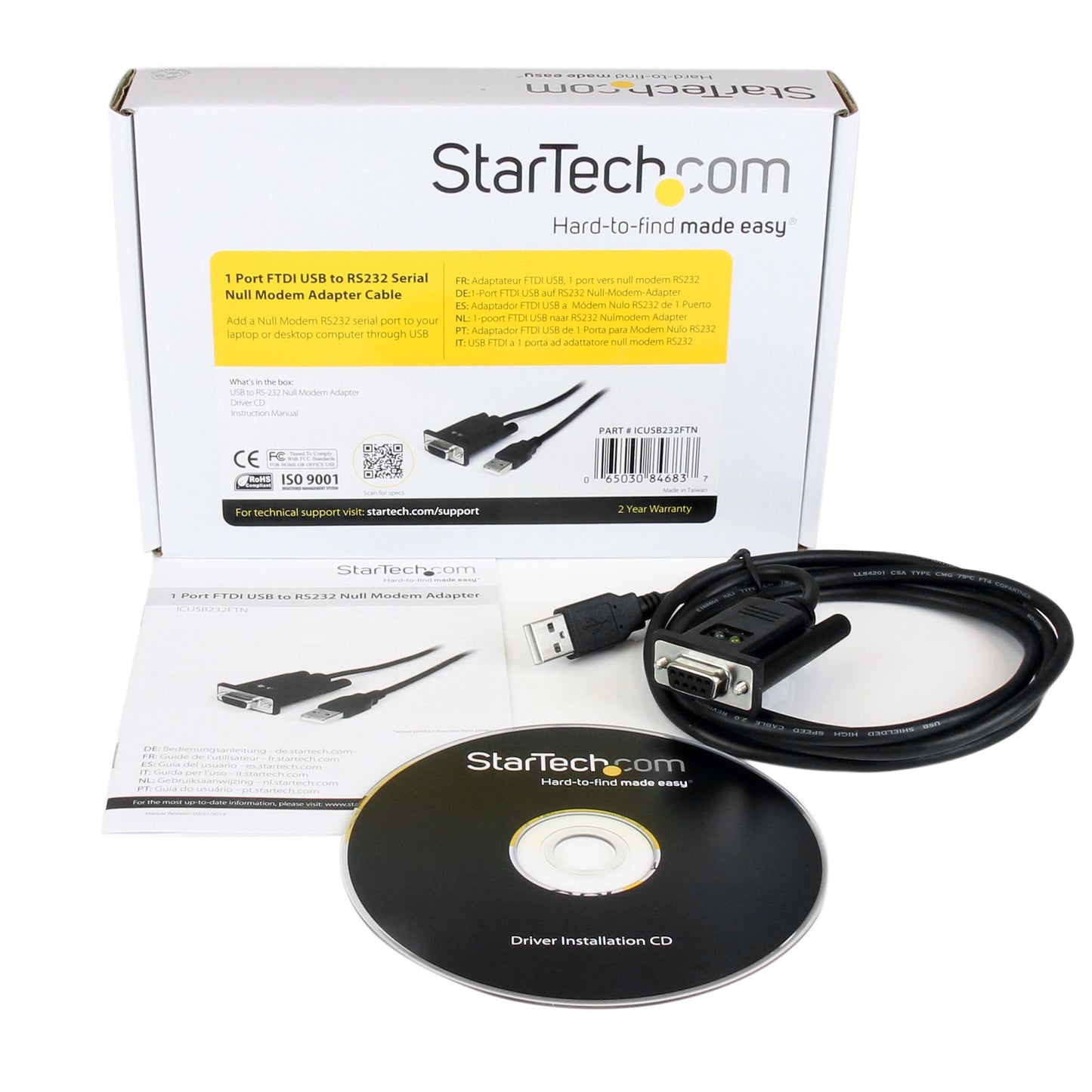 STARTECH CONSIG CABLE 1M ADAPTADOR 1 PUERTO CABL USB A MODEM NULL SERIAL DB9 FTDI.