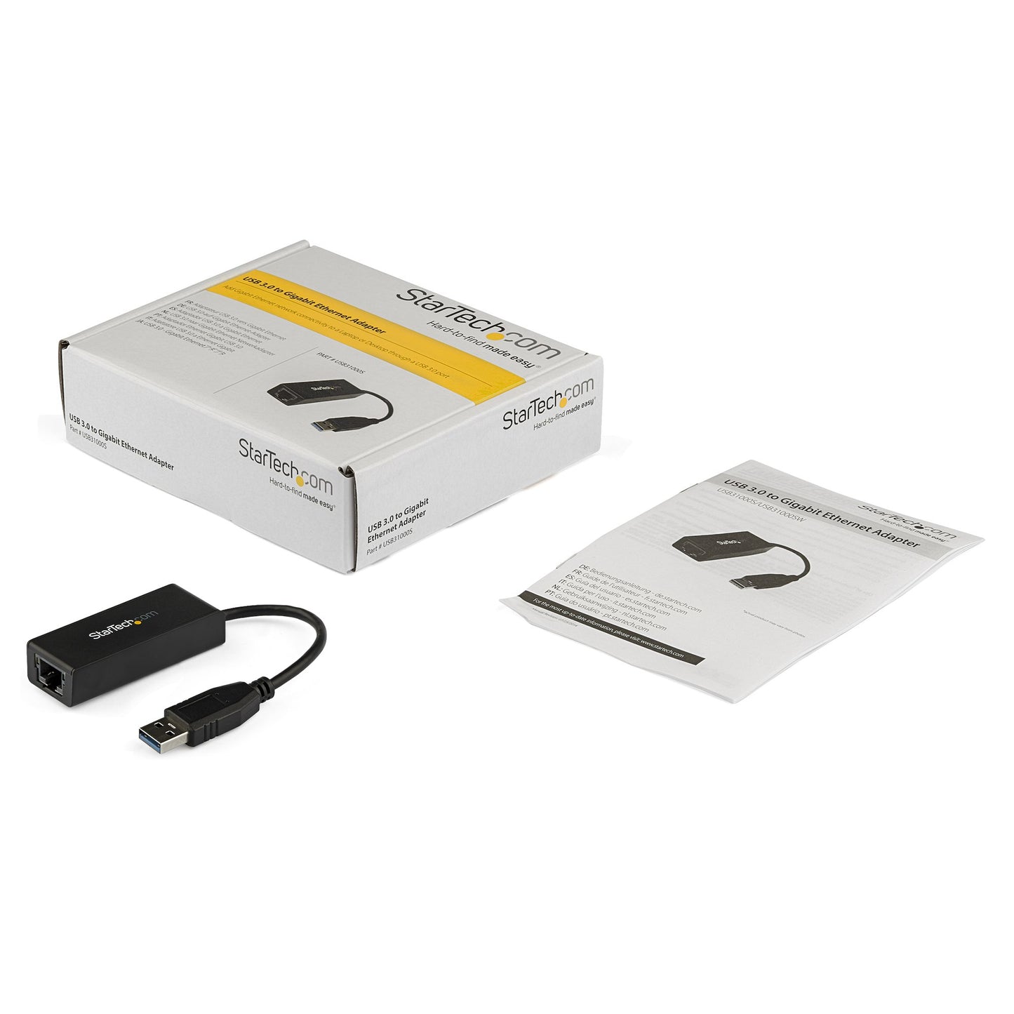 Adaptador Tarjeta STARTECH de Red Externa NIC USB 3.0 tipo a , 1 Puerto Gigabit Ethernet 1Gbps RJ45 USBA Negro