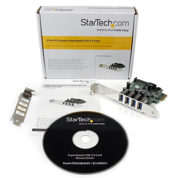 Tarjeta adaptador PCI express STARTECH PCI-E USB 3.0 (5Gbps) con UASP de 4 Puertos - Alimentación SATA