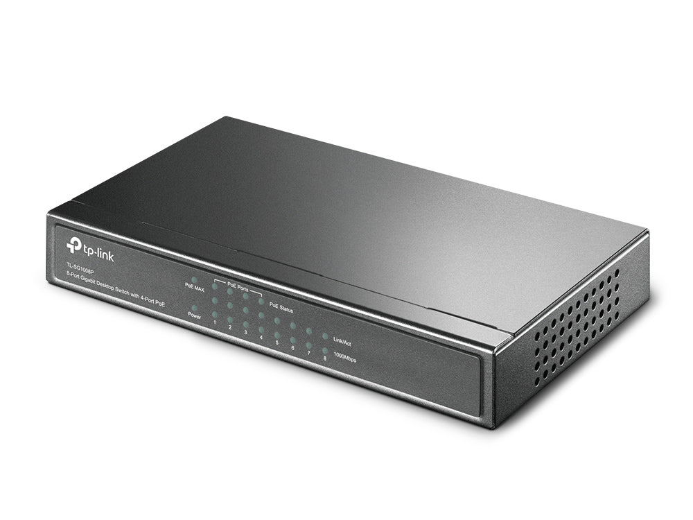 TP-LINK SWITCH POE DE 8 PUERTOS GIGABITPERP RJ45 DE 10/100/1000 MBPS CON 4 P.