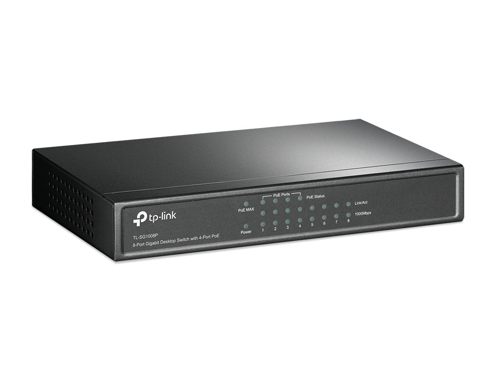 TP-LINK SWITCH POE DE 8 PUERTOS GIGABITPERP RJ45 DE 10/100/1000 MBPS CON 4 P.