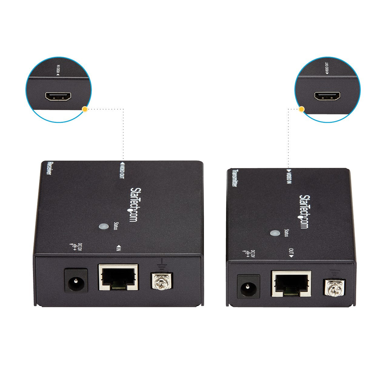 StarTech Juego Kit Extensor HDMI por Cable Ethernet UTP Cat5, Cat6, RJ45 Adaptador POC Power over Cable, Con 1 Dispositivo de Entrada y 1 Dispositivo de Salida