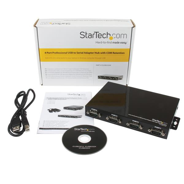 STARTECH CONSIG ADAPTADOR CONCENTRADOR HUB 4 CPNT PUERTOS SERIAL A USB RETENCION COM