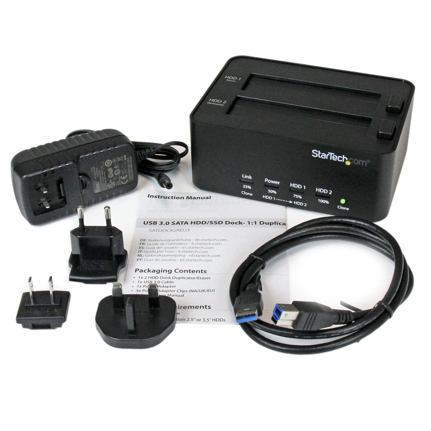 STARTECH CONSIG DUPLICADOR AUTONOMO USB 3.0 DD CARR SATA 2.5 3.5 DOCKING STATION .
