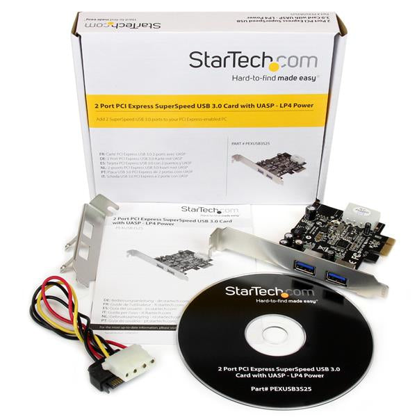 Adaptador tarjeta controladora PCI express STARTECH PCI-E 2 puertos USB 3.0 (5Gbps) con Alimentación Molex y UASP