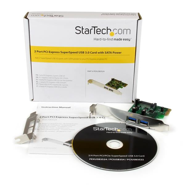 Tarjeta PCI Express STARTECH de 2 Puertos USB 3.0 (5Gbps) alimentación SATA