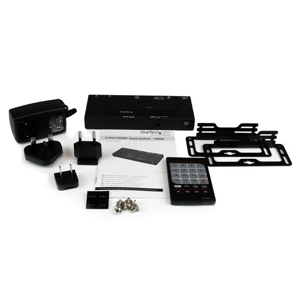 StarTech Switch HDMI de 2 Puertos con Switch Automático y Prioritario, 1080p, 1920 x 1200, Full HD, Con 2 Dispositivos de Entrada