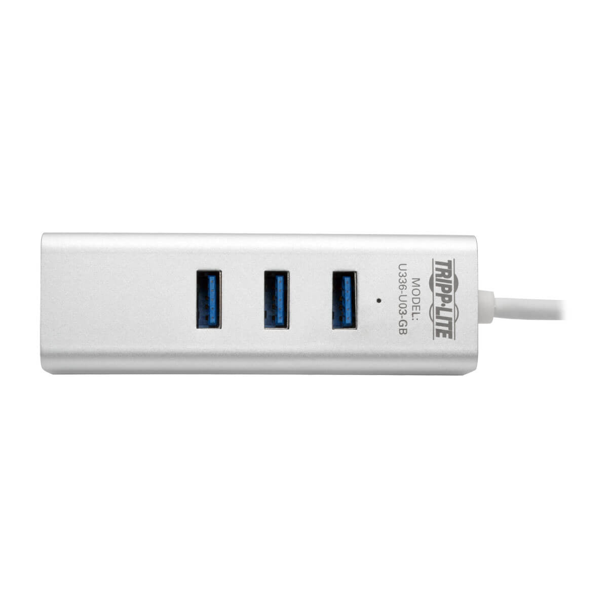 Adaptador USB Tripp Lite U336-U03-GB, A Macho - RJ-45 Hembra, con Hub USB 3.0 de 3 Puertos, Plata