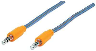 INTRACOM CABLE ESTEREO A IPOD M-M 1.0M CABL TEXTIL AZUL/NARANJA.
