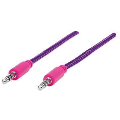 INTRACOM CABLE ESTEREO A IPOD M-M 1.0M CABL TEXTIL MORADO/ROSA.