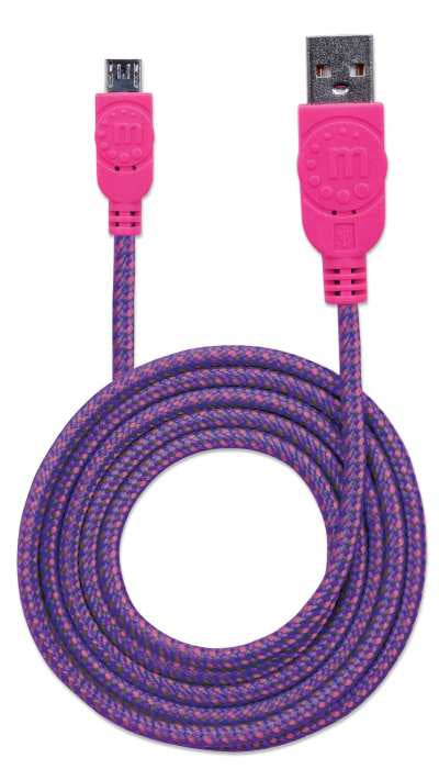 INTRACOM CABLE USB MICRO B 1.0M CABL COLOR ROSA/MORADO