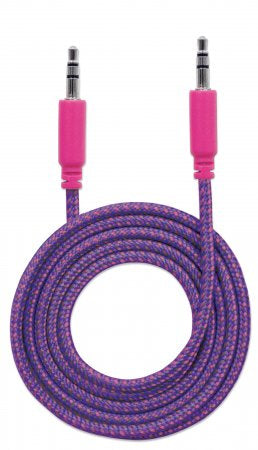 INTRACOM CABLE ESTEREO A IPOD M-M 1.0M CABL TEXTIL ROSA/MORADO 1.0M BLISTER