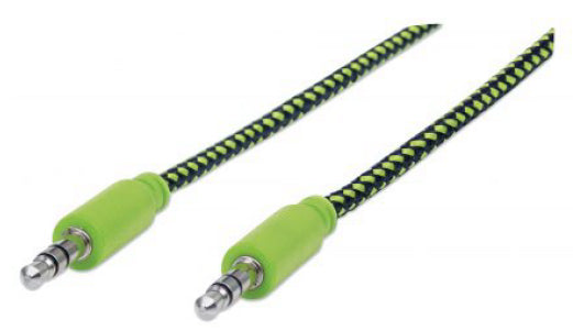 INTRACOM CABLE ESTEREO A IPOD M-M 1.0M CABL TEXTIL NEGRO/VERDE 1.0M BLISTER Cable Manhattan 3.5mm Macho - 3.55mm Macho, 1 Metro, Negro/Verde TEXTIL NEGRO/VERDE 1.0M BLISTER