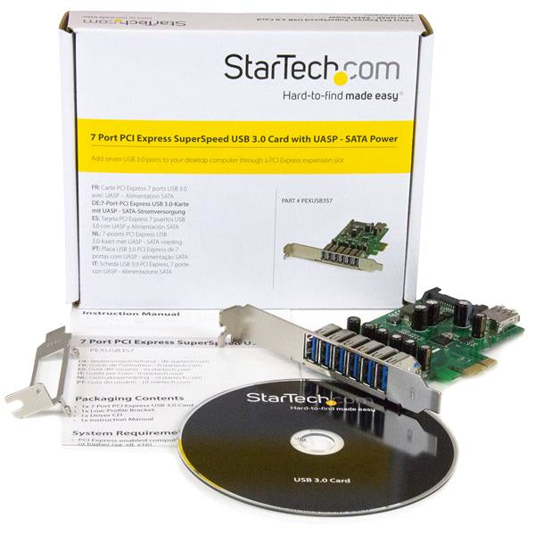 Adaptador tarjeta PCI Express STARTECH de 7 puertos USB 3.0 (5Gbps) con perfil bajo o completo - 7