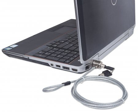 Manhattan Candado de Llave para Laptop, 1.4 Metros, Plata