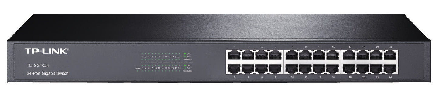 TP-LINK SWITCH CON 24 PUERTOS GIGABIT. PERP SIN ADMINISTRACION PARA RACK