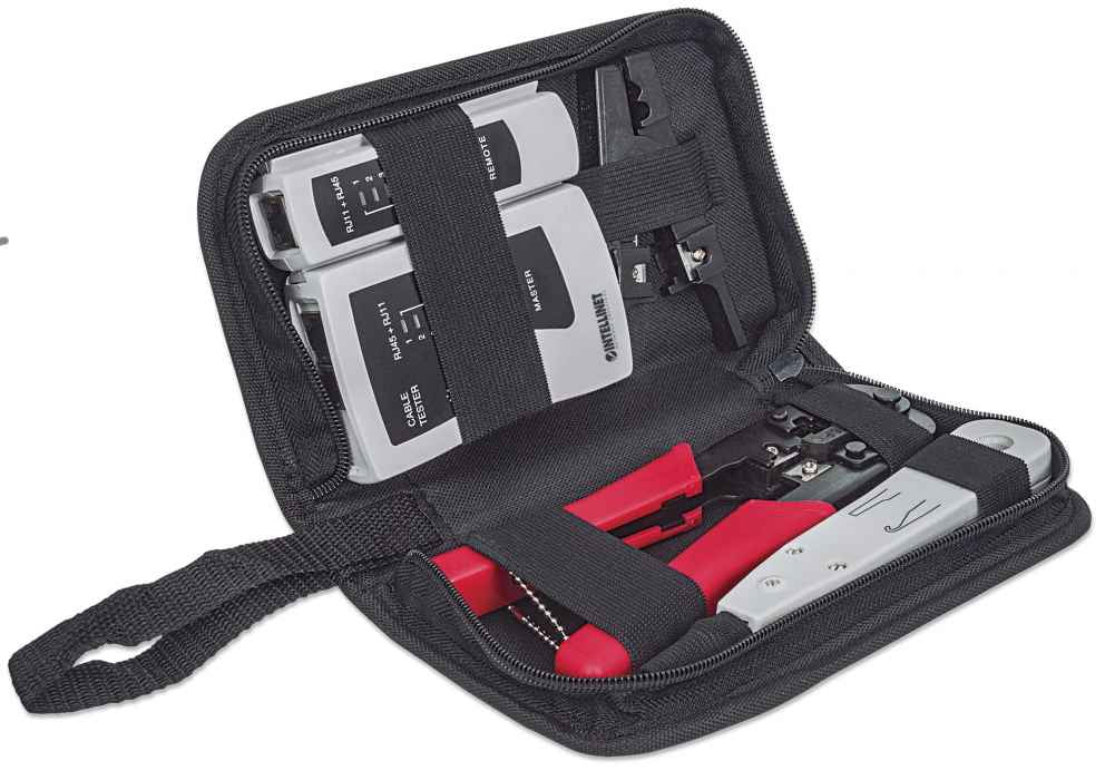 KIT HERRAMIENTAS DE RED 4 PZS ACCS PINZA PONCHADORA PELADORA PROBADOR