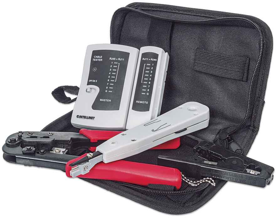 KIT HERRAMIENTAS DE RED 4 PZS ACCS PINZA PONCHADORA PELADORA PROBADOR