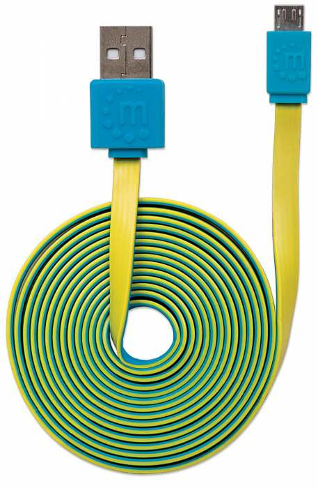 INTRACOM CABLE USB V2 A-MICRO B BLISTER CABL PLANO 1.8M AZUL/AMARILLO.