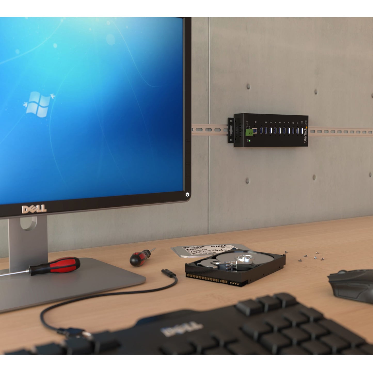 STARTECH CONSIG CONCENTRADOR INDUSTRIAL USB PERP 3 PUERTOS DE 10PUERTOS HUB ESD