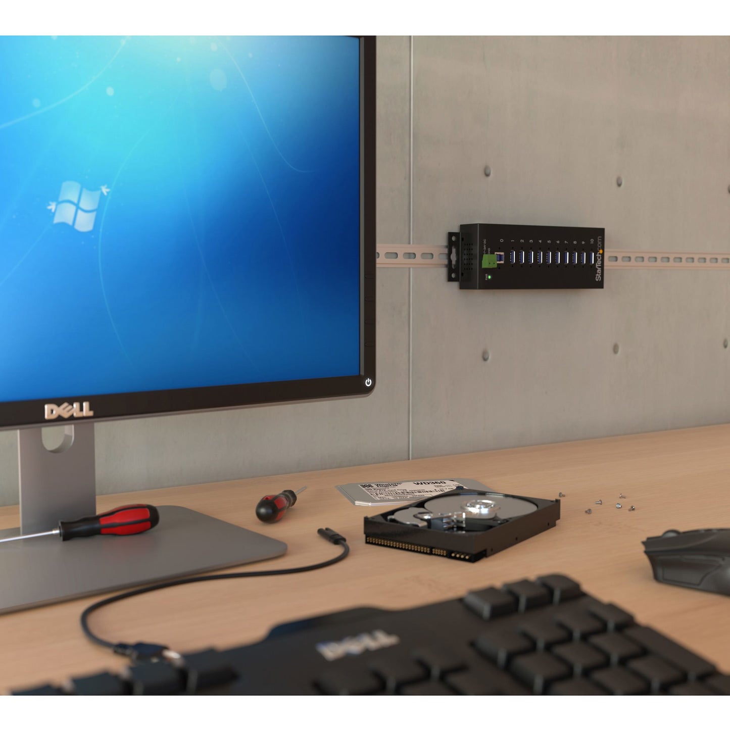 STARTECH CONSIG CONCENTRADOR INDUSTRIAL USB PERP 3 PUERTOS DE 10PUERTOS HUB ESD