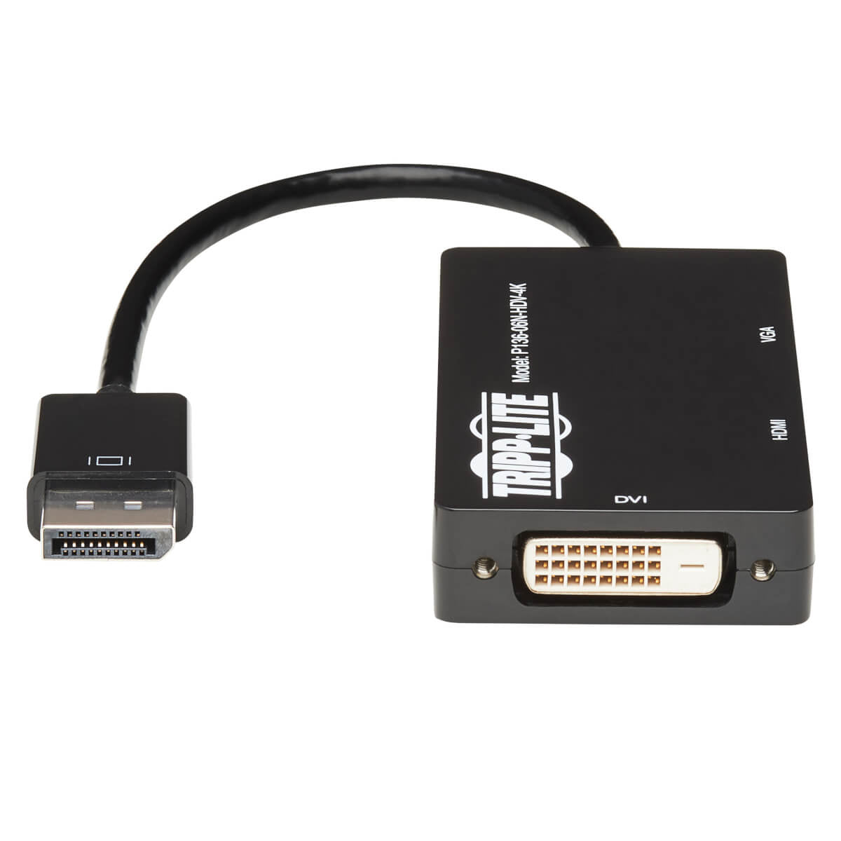 Adaptador DisplayPort Tripp Lite P136-06N-HDV-4K, Macho - HDMI/DVI/VGA Hembra, Negro