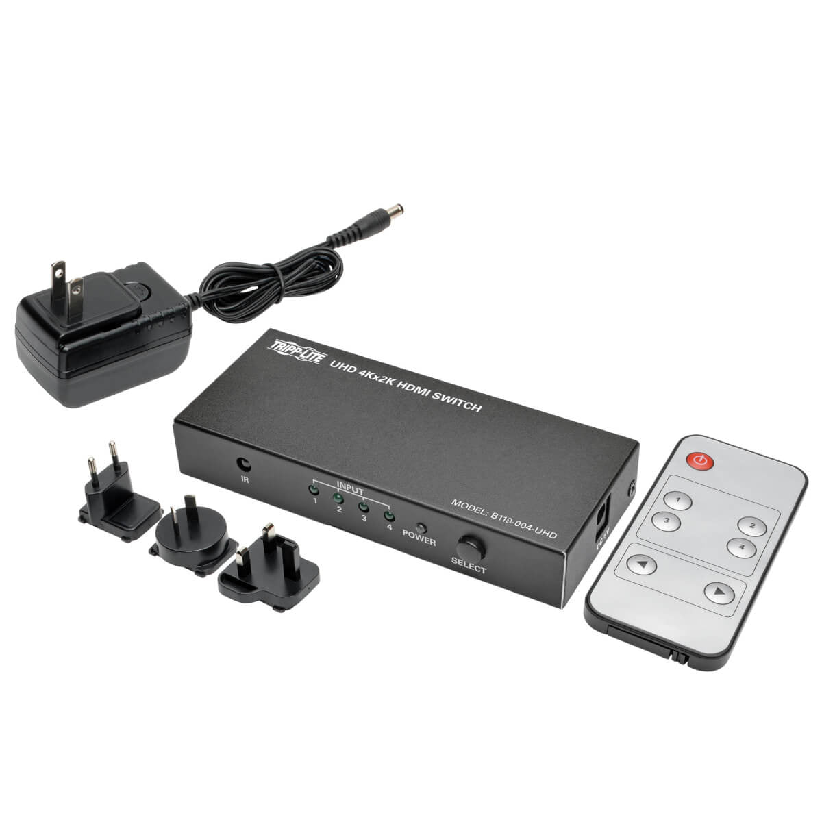 Switch de Video Tripp Lite B119-004-UHD 4x HDMI Hembra - HDMI Hembra, Negro