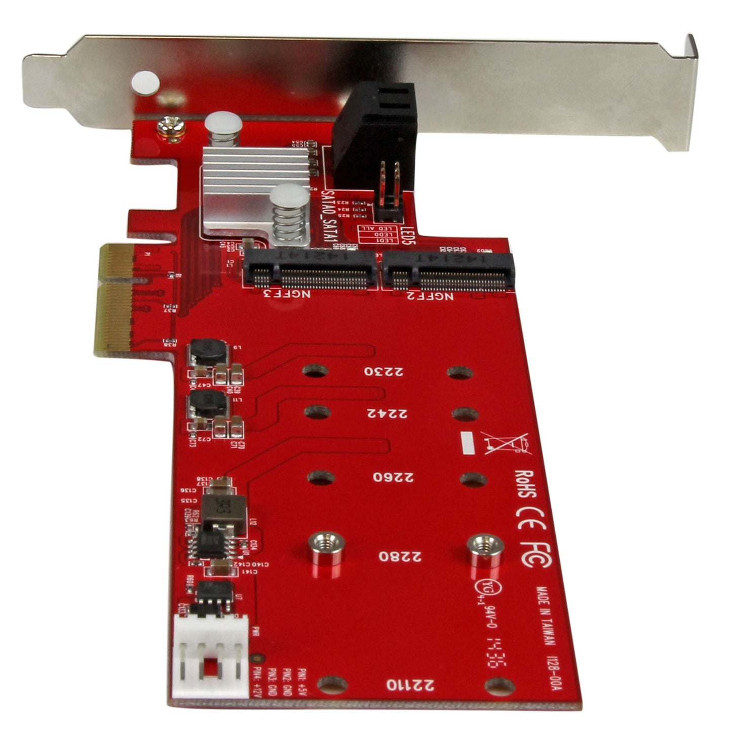 Tarjeta PCI Express Controladora STARTECH de 2x SSD NGFF M.2 y 2x Puertos SATA III - Compatibilidad con RAID